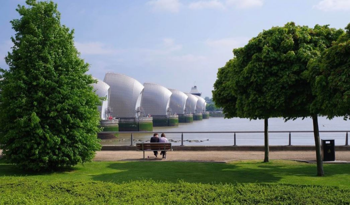 Valentine's Day couple at the Thames Barrier